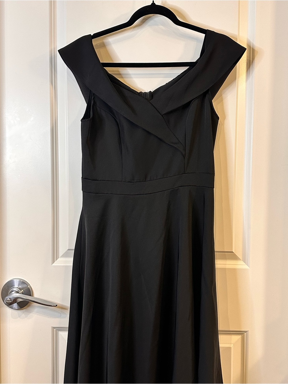 Retro Portrait Collar Off-the-Shoulder A-Line Cocktail Dress - Black - Size L